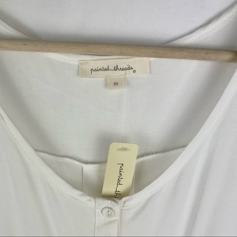 Painted Threads Ivory High-Low Button-Front Blouse - Picture 3 of 9